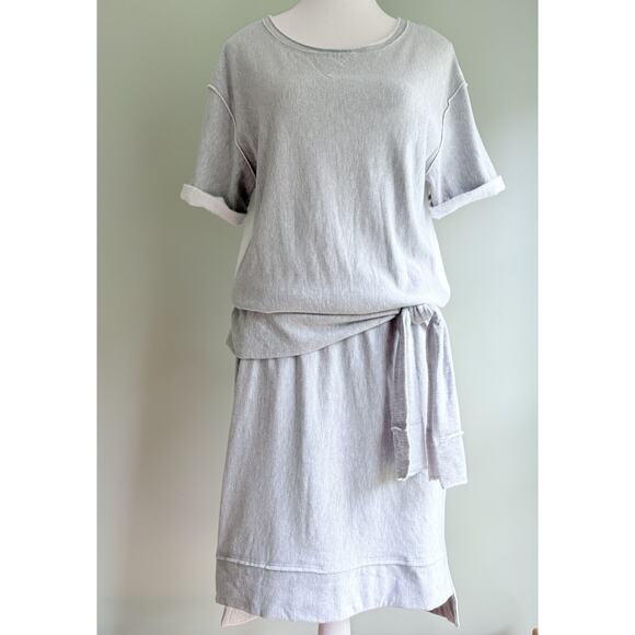 SOUTHCOTT Large Short Sleeve Sweatshirt Dress Mixed Media Gray Casual Loungewear - Picture 5 of 13